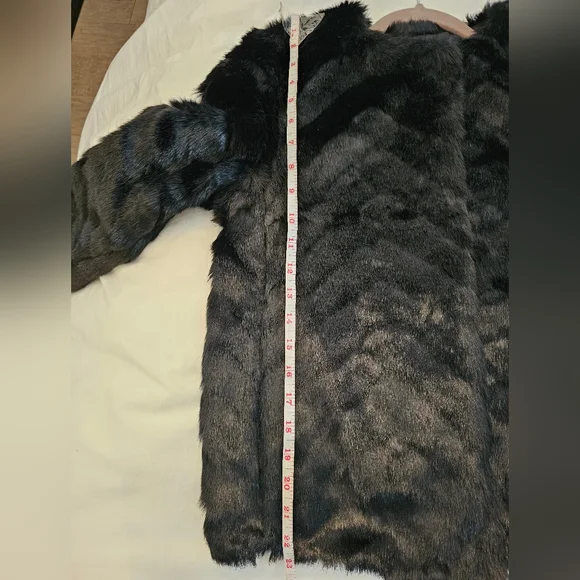 H&M Ladies Faux Fur Jacket Black XS - Picture 7 of 9